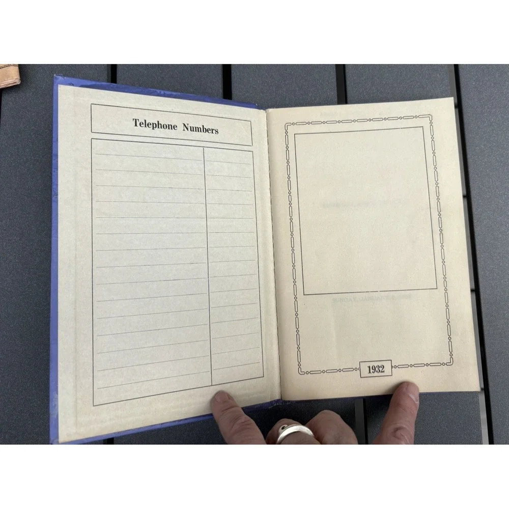 Vintage desktop staionery junk journal diary day book memo Year Book 1932 blank